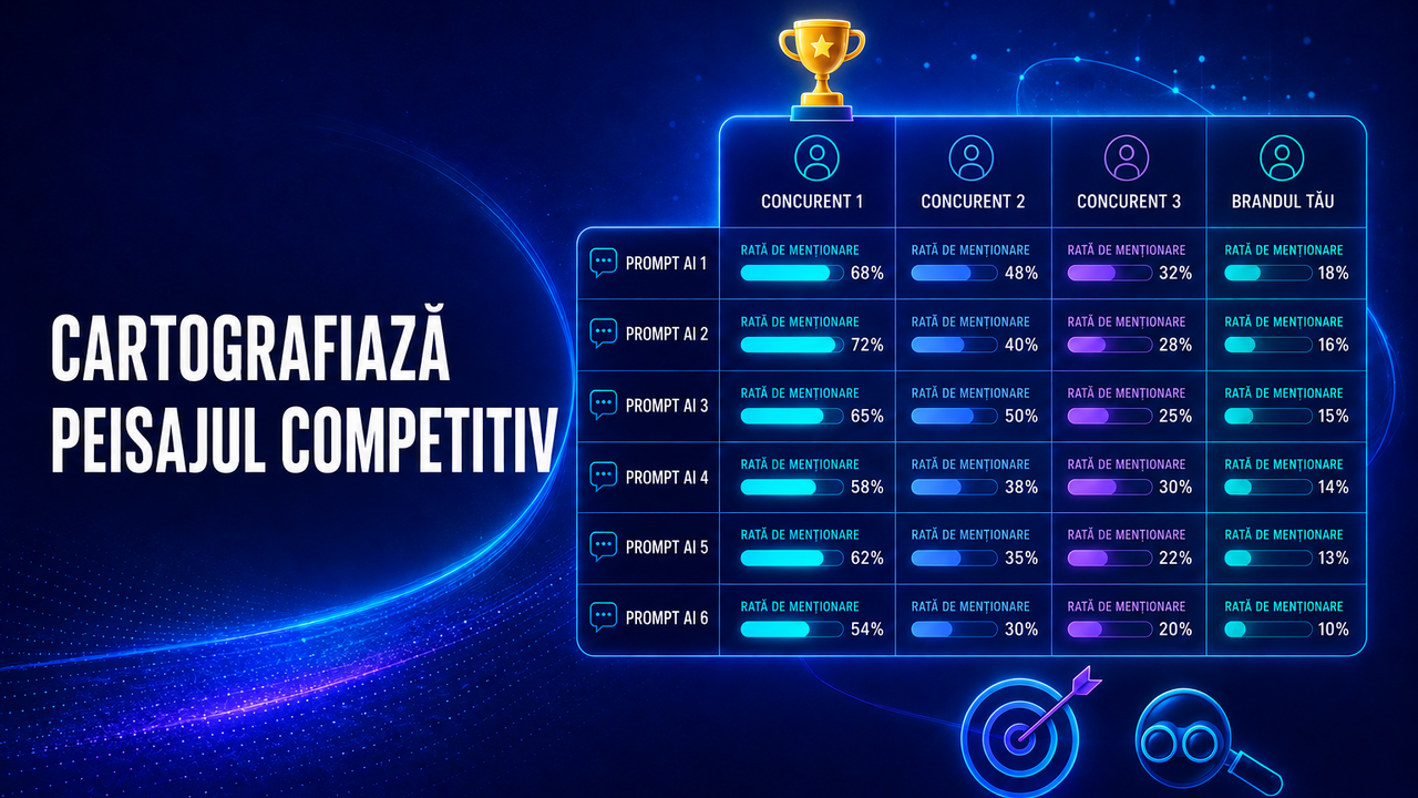 Analiza competitiva comparand vizibilitatea brandului cu cea a concurentilor