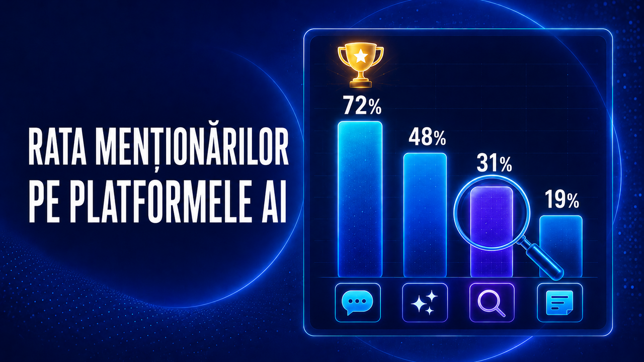 Comparatie a ratei de mentiune pe platformele AI in functie de concurent si prompt